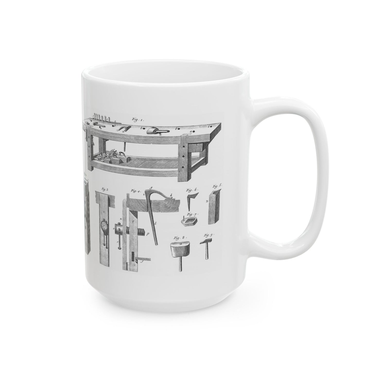 Mug - Roubo Workbench Design 11oz and 15oz Ceramic Mug for Hand Tool Woodworkers