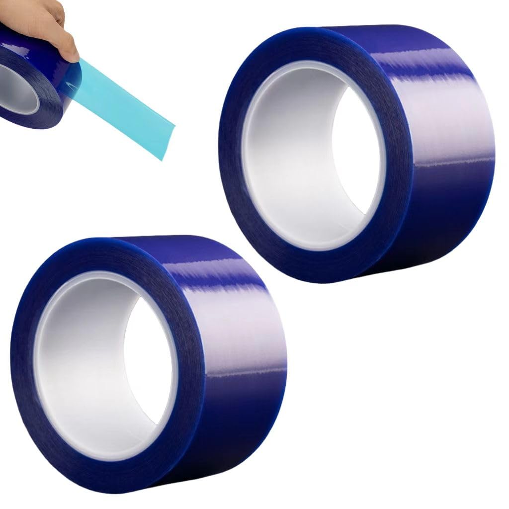 2 Rolls-2 Inch x 109.4 Yards Clear Removable Scratch Film Tape Roll High Tack Tape Blue Window Film Blue Surface Protective Film Self Adhesive Window Film