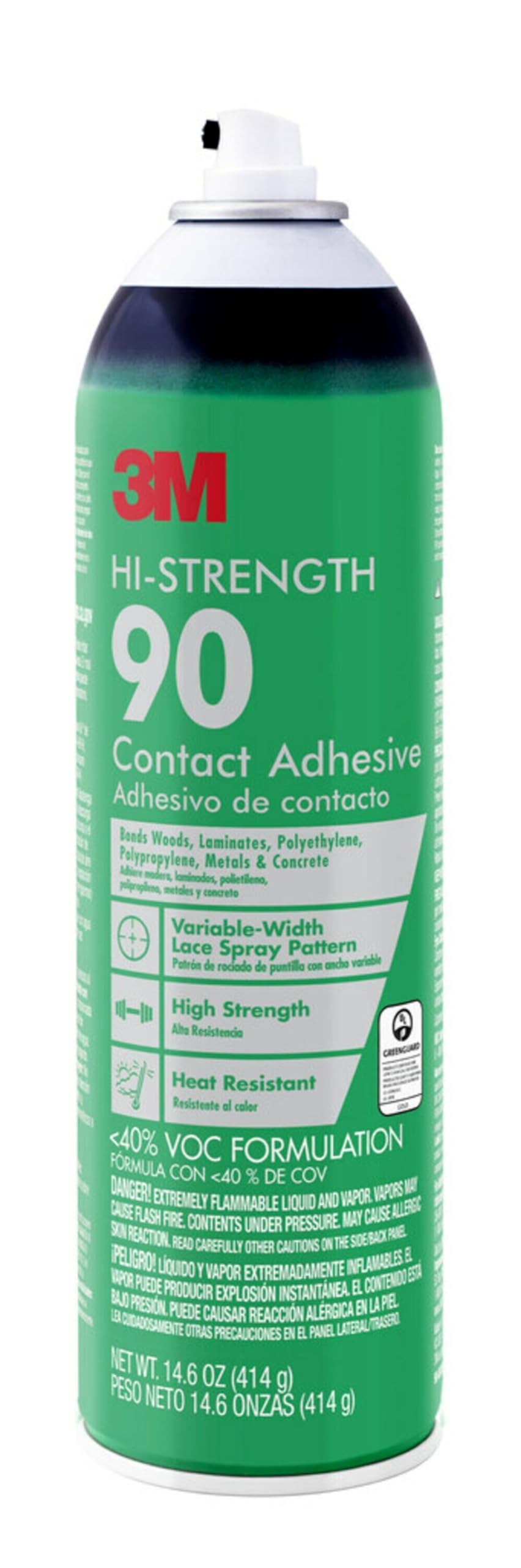 3M Hi-Strength Spray Adhesive 90, 14.6 oz., Industrial Strenght Spray Glue, Dries Clear, Use on Rubber, Glass, Metal, Wood, Foam, Plastic, Cardboard, Fiberglass Insulation, Drywall, and More (90-DSC)