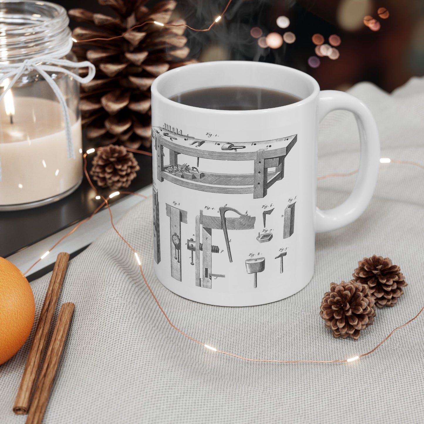 Mug - Roubo Workbench Design 11oz and 15oz Ceramic Mug for Hand Tool Woodworkers