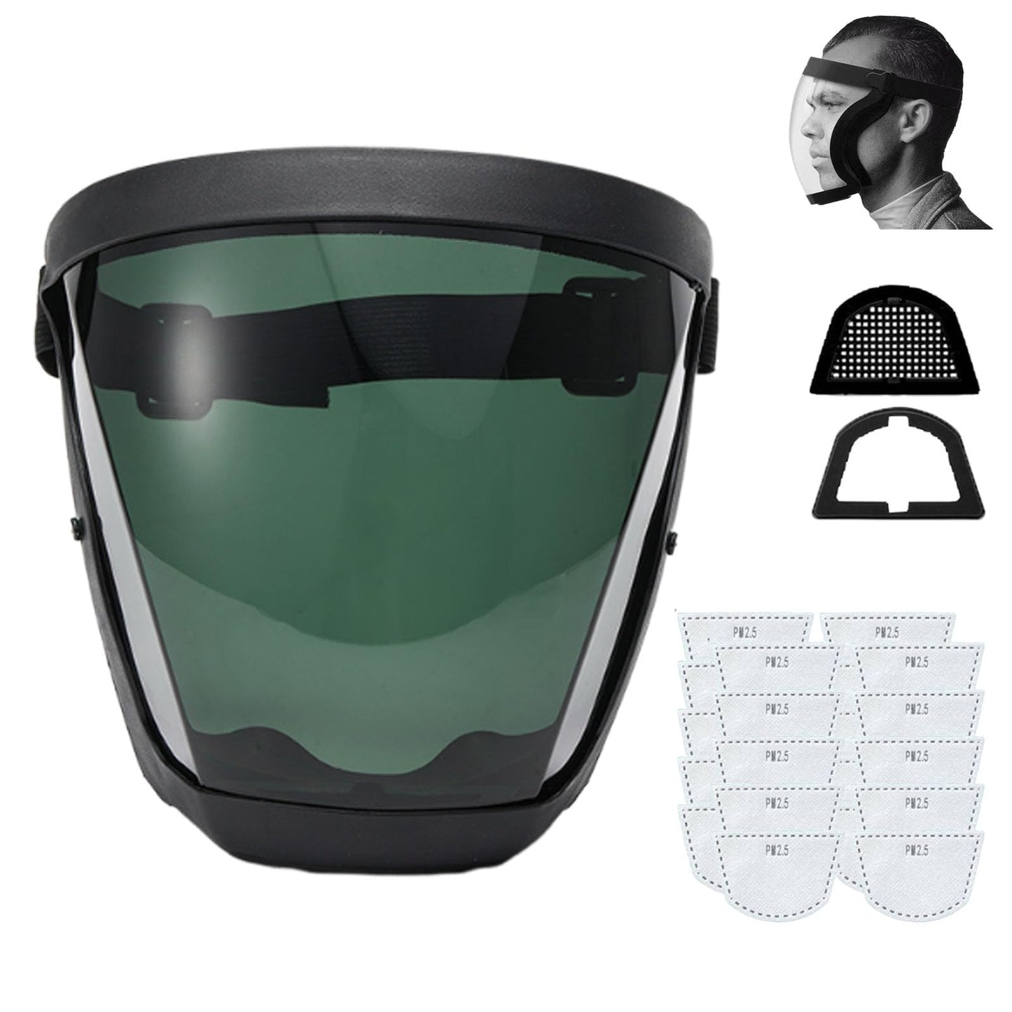 Tooltekt Anti-Dust & Fog-Free Face Shield for Grinding and Cutting, Tooltekt Face Shield Mask (Black-B)