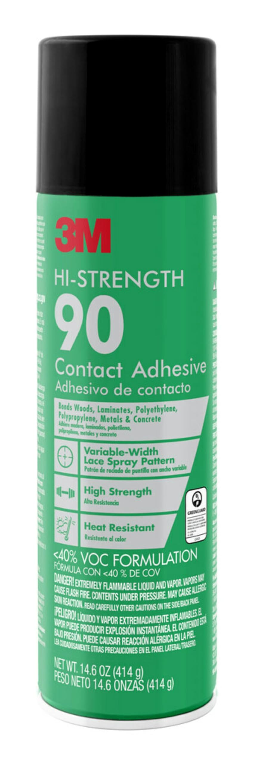 3M Hi-Strength Spray Adhesive 90, 14.6 oz., Industrial Strenght Spray Glue, Dries Clear, Use on Rubber, Glass, Metal, Wood, Foam, Plastic, Cardboard, Fiberglass Insulation, Drywall, and More (90-DSC)