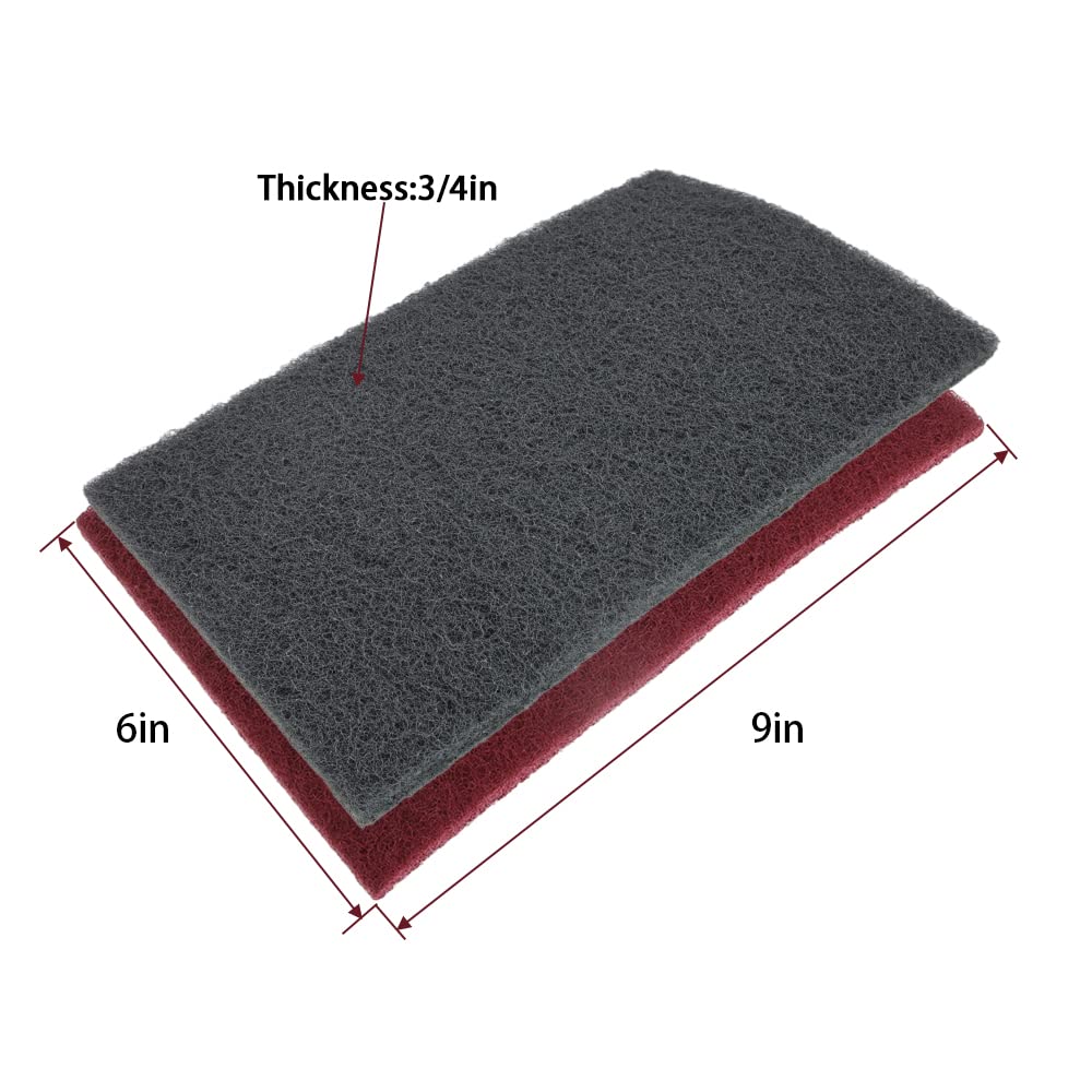 8 Scuff Pad Variety Pack, 4 Each Maroon, Gray, Scuffing, Scouring, Sanding, Cleaning, Blending, Paint Surface Prep Adhesion - 6" x 9" Automotive Auto Body 7447&7448