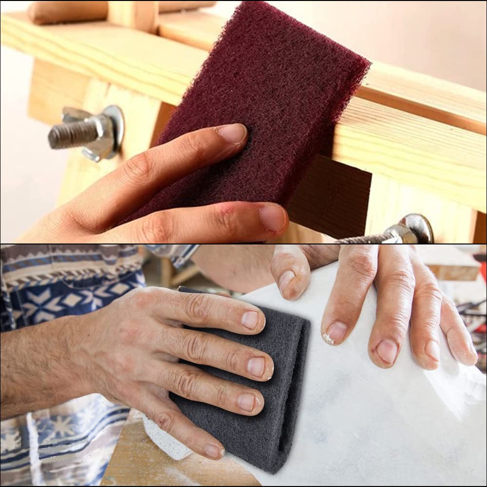 8 Scuff Pad Variety Pack, 4 Each Maroon, Gray, Scuffing, Scouring, Sanding, Cleaning, Blending, Paint Surface Prep Adhesion - 6" x 9" Automotive Auto Body 7447&7448