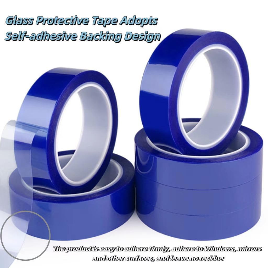 2 Rolls-2 Inch x 109.4 Yards Clear Removable Scratch Film Tape Roll High Tack Tape Blue Window Film Blue Surface Protective Film Self Adhesive Window Film