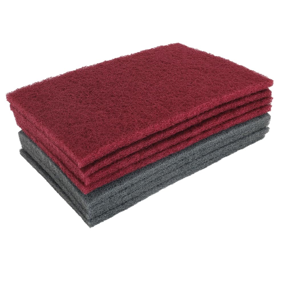 8 Scuff Pad Variety Pack, 4 Each Maroon, Gray, Scuffing, Scouring, Sanding, Cleaning, Blending, Paint Surface Prep Adhesion - 6" x 9" Automotive Auto Body 7447&7448