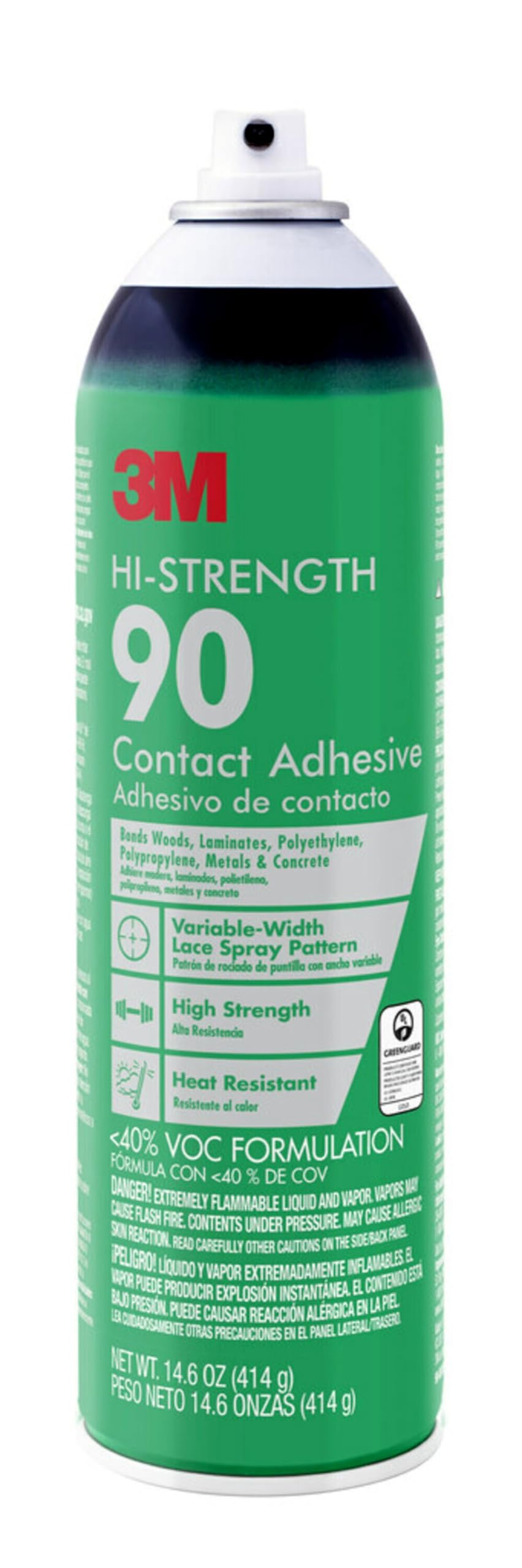 3M Hi-Strength Spray Adhesive 90, 14.6 oz., Industrial Strenght Spray Glue, Dries Clear, Use on Rubber, Glass, Metal, Wood, Foam, Plastic, Cardboard, Fiberglass Insulation, Drywall, and More (90-DSC)