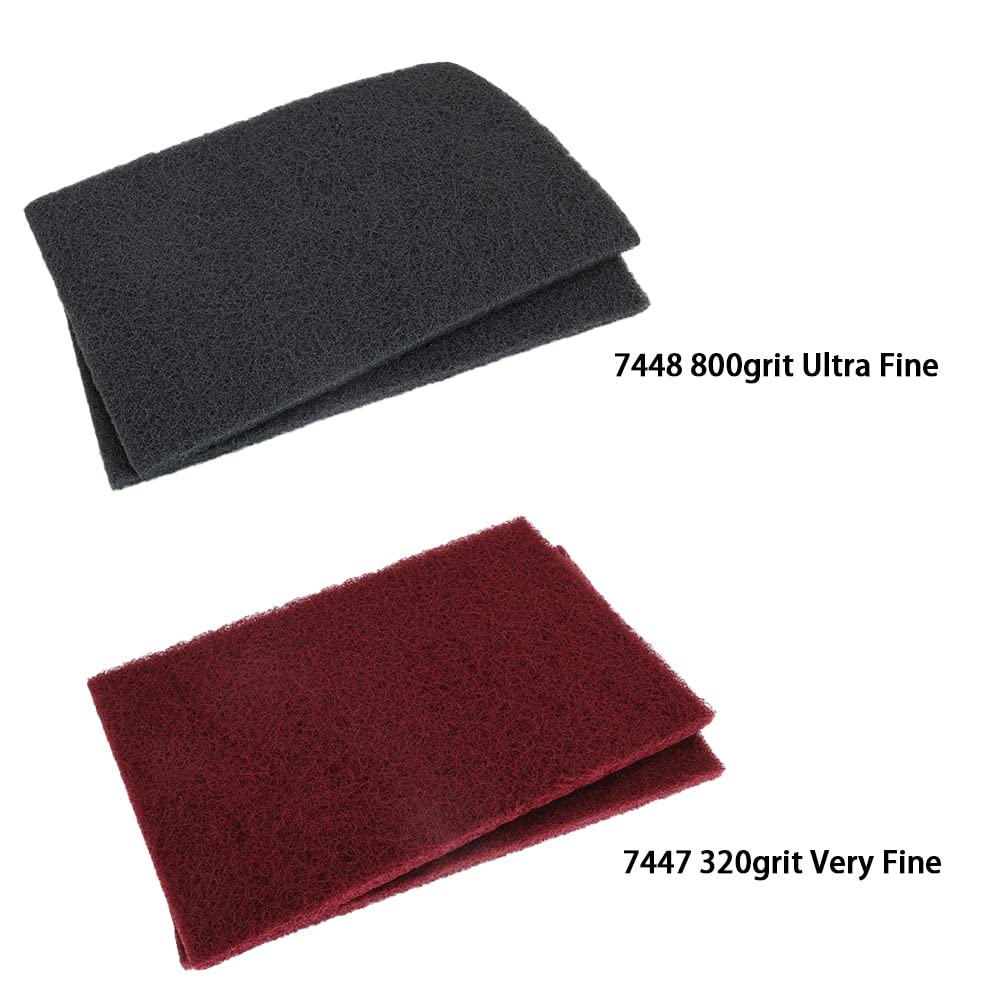 8 Scuff Pad Variety Pack, 4 Each Maroon, Gray, Scuffing, Scouring, Sanding, Cleaning, Blending, Paint Surface Prep Adhesion - 6" x 9" Automotive Auto Body 7447&7448