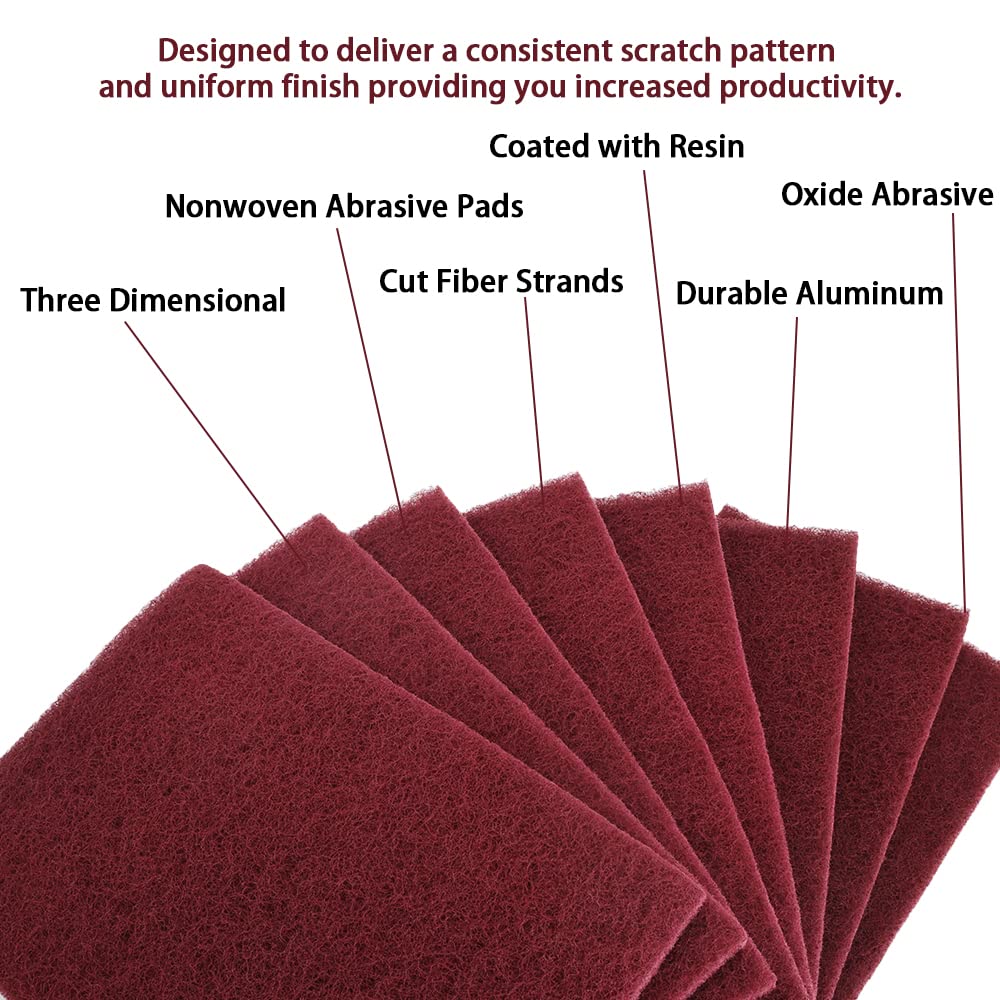 8 Scuff Pad Variety Pack, 4 Each Maroon, Gray, Scuffing, Scouring, Sanding, Cleaning, Blending, Paint Surface Prep Adhesion - 6" x 9" Automotive Auto Body 7447&7448