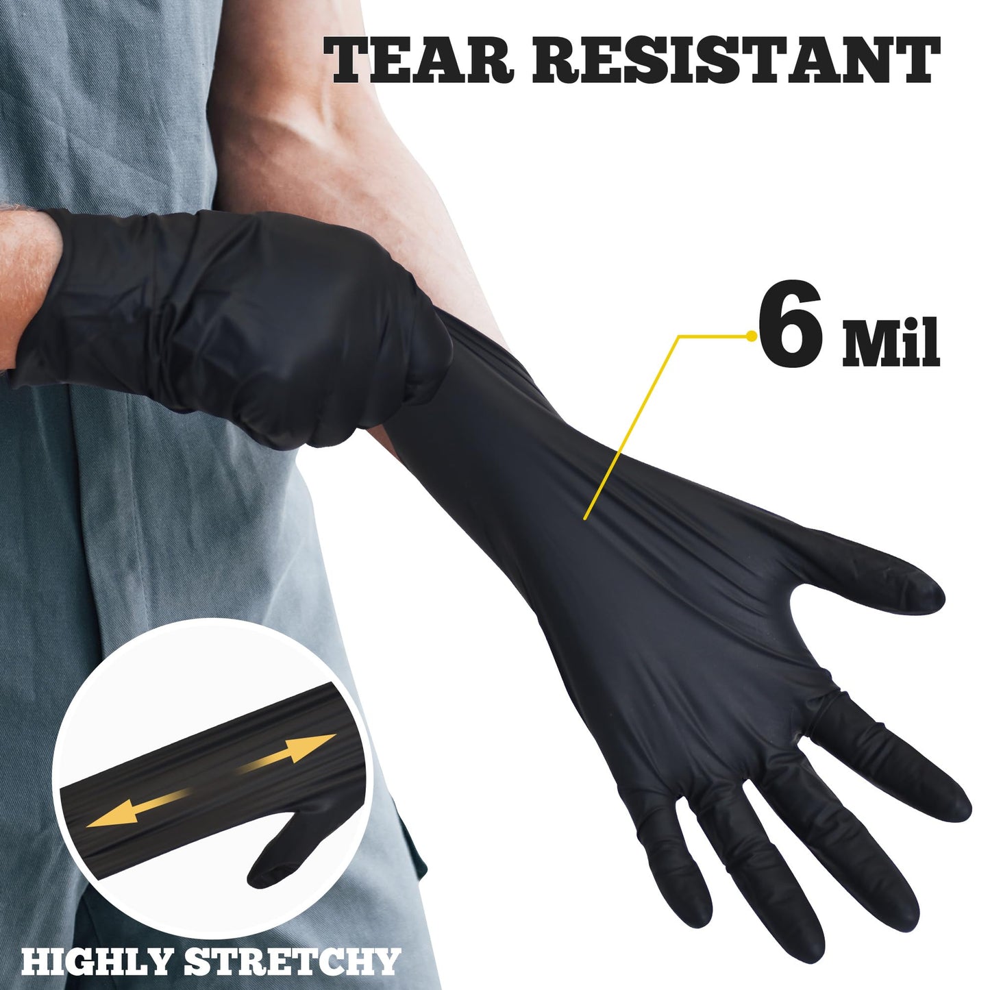 TitanFlex Disposable Nitrile Exam Gloves, 6-mil, Black, Heavy Duty Disposable Gloves, Cooking Gloves, Latex Free, Powder Free