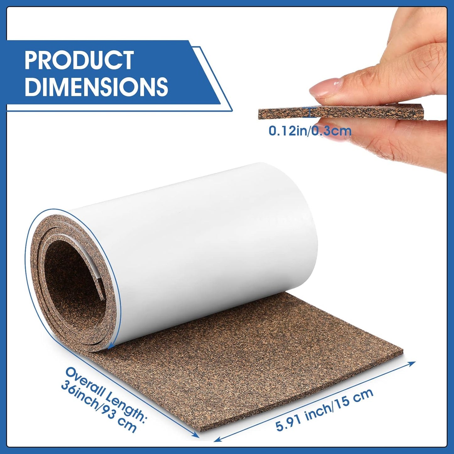 Cork Rubber Vise Jaw Lining 36 Inch Long 5.91 Inch Wide 1/8 Inch Thick Soft Vise Jaw Pads Rubber Cork Sheet Covers for Woodworking Vice Lining Clamp Faces (with Pressure Sensitive Adhesive)
