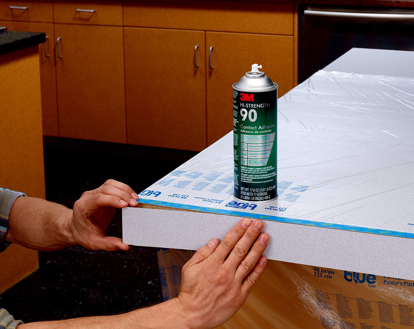 3M Hi-Strength Spray Adhesive 90, 14.6 oz., Industrial Strenght Spray Glue, Dries Clear, Use on Rubber, Glass, Metal, Wood, Foam, Plastic, Cardboard, Fiberglass Insulation, Drywall, and More (90-DSC)