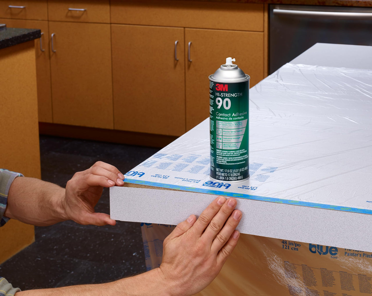 3M Hi-Strength Spray Adhesive 90, 14.6 oz., Industrial Strenght Spray Glue, Dries Clear, Use on Rubber, Glass, Metal, Wood, Foam, Plastic, Cardboard, Fiberglass Insulation, Drywall, and More (90-DSC)