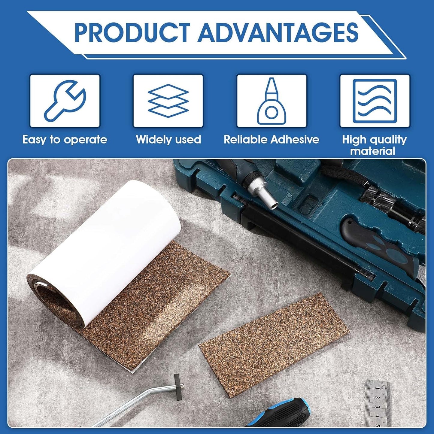Cork Rubber Vise Jaw Lining 36 Inch Long 5.91 Inch Wide 1/8 Inch Thick Soft Vise Jaw Pads Rubber Cork Sheet Covers for Woodworking Vice Lining Clamp Faces (with Pressure Sensitive Adhesive)
